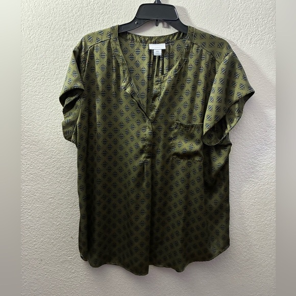 Liz Claiborne Burnt Olive Geo Blouse XXL - Picture 5 of 14